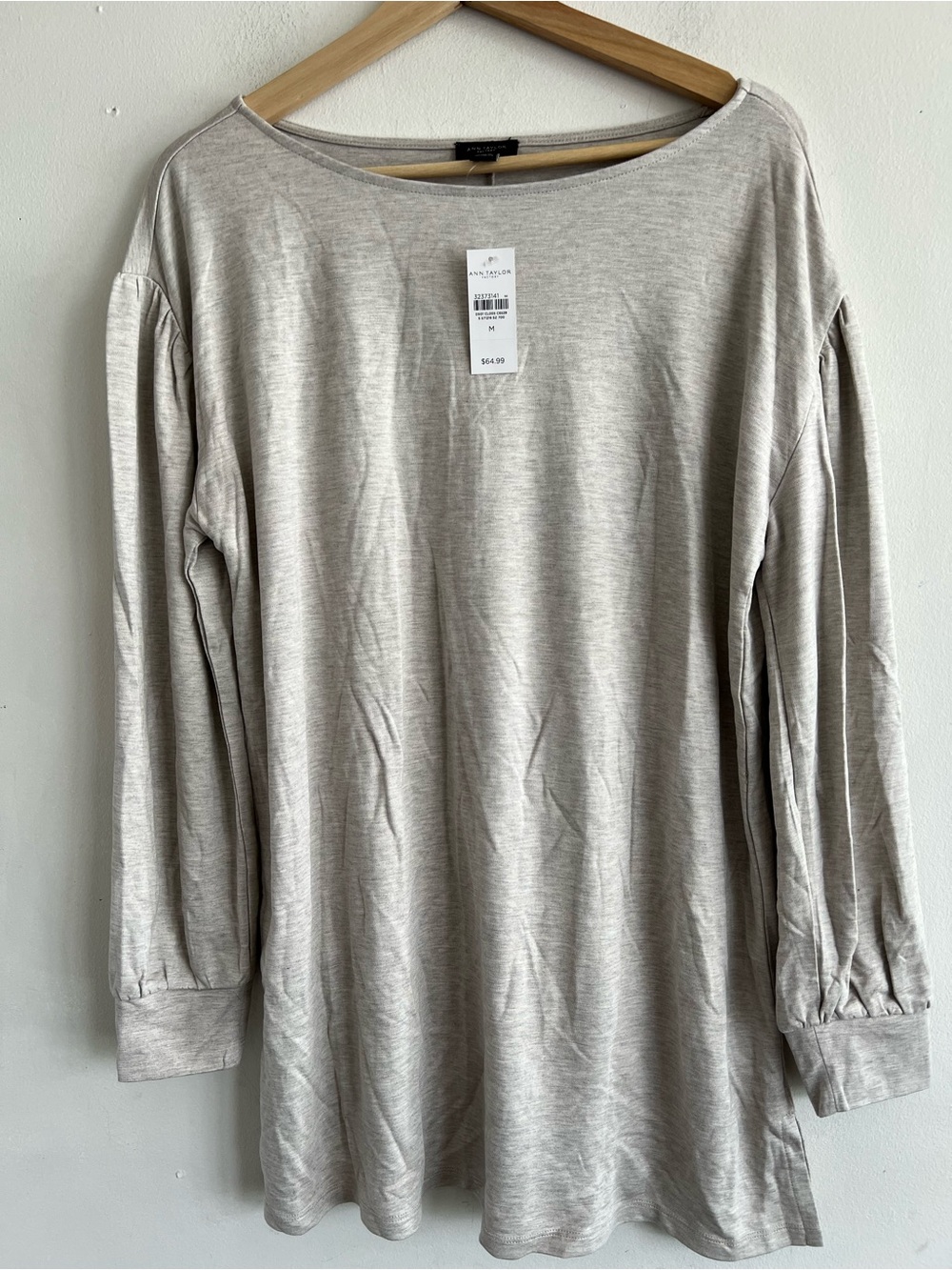 NWT Ann Taylor Factory Heathered Light Gray Boatneck Tunic